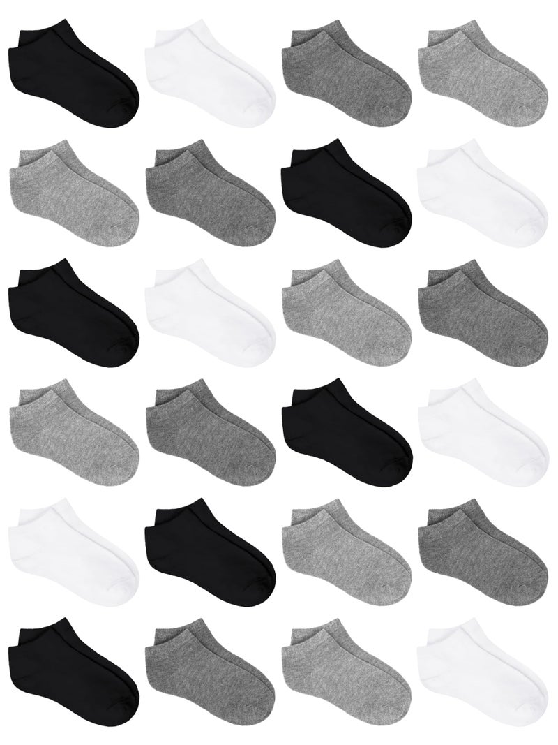 URATOT 24 Pairs Kids' Low Cut Half Cushion Athletic Ankle Socks for Boys or Girls - Image 1